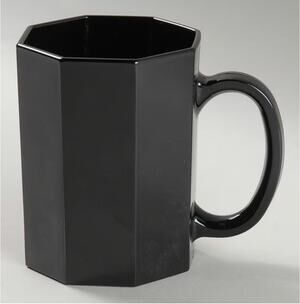 Vintage Arcoroc France OCTIME Black Glass Octagon Coffee Mug Cup